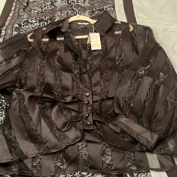 KAKTUS WOMENS Black Textured Blouse, new with tags, size large - Picture 2 of 8